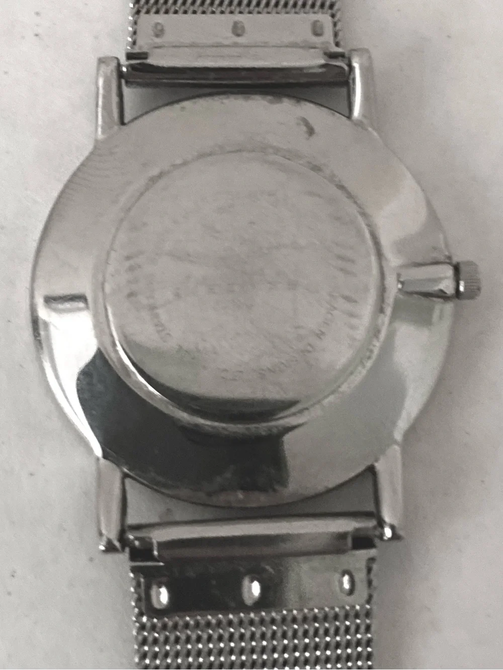 Skagen Modern Unisex Silver Mesh Watch with Black Dial.